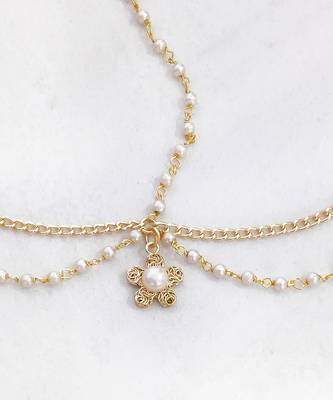 Flower & pearl headchain- golden 2