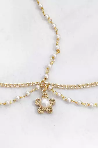Flower & pearl headchain- golden