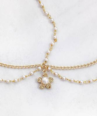 Flower & pearl headchain- golden 3