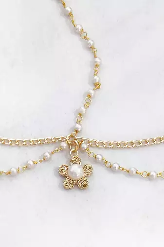 Flower & pearl headchain- golden