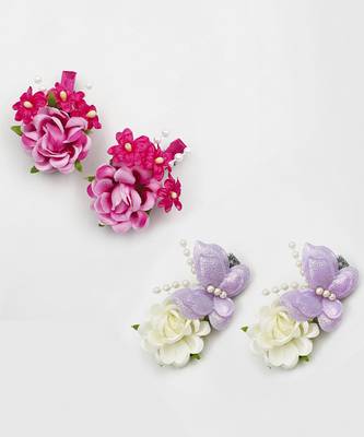 Floral garden & butterfly hair clips- pink, lilac 1