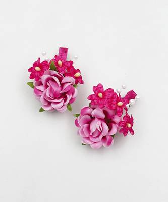 Floral garden & butterfly hair clips- pink, lilac 2