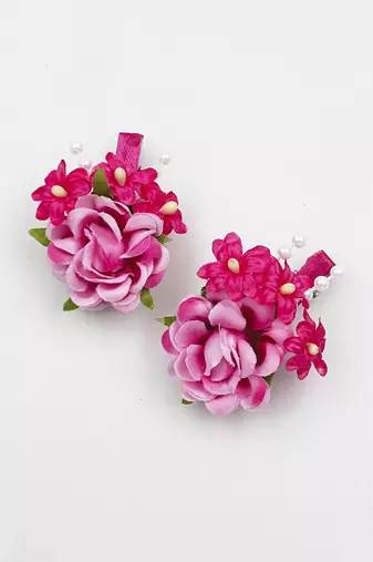Floral garden & butterfly hair clips- pink, lilac