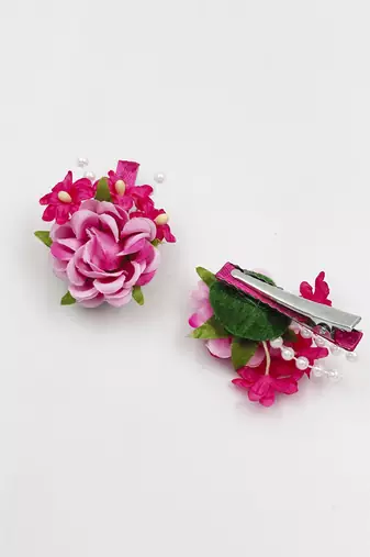 Floral garden & butterfly hair clips- pink, lilac