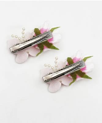 Butterfly & glam flower hair clips- pink, white 3