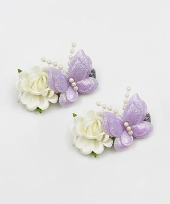 Floral garden & butterfly hair clips- pink, lilac 4