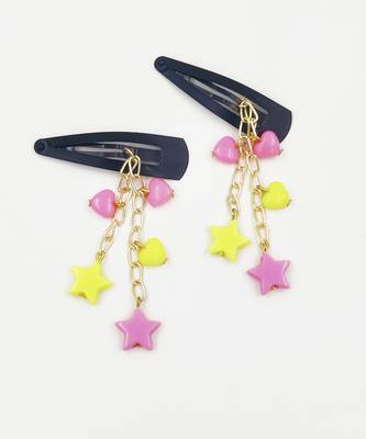 Stars & hearts necklace, bracelet & dangling clips- yellow, pink 2