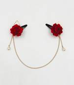 Floral crown chain clips - red, gold