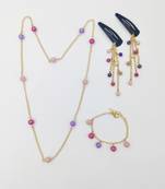 Lime by manika dollies bead neck chain, bracelet & hair clips set, pink, mauve