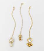 Nargis set of 3 festive maang teekas - gold