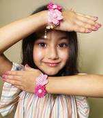 Sayuri set of 2 floral bracelets - pink, dark pink