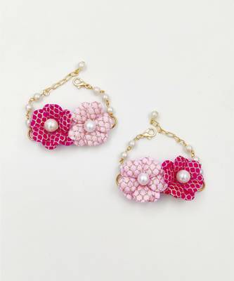 Sayuri set of 2 floral bracelets - pink, dark pink 2