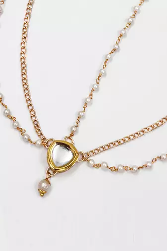Kundan, pearl headchain- gold