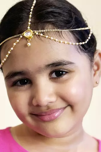 Kundan, pearl headchain- gold