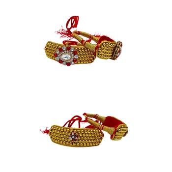Size-adjustable brass  golden stone stud pouchi combo 1