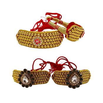 Size-adjustable brass  golden stone stud pouchi combo 1