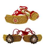 Size-adjustable brass  golden stone stud pouchi combo