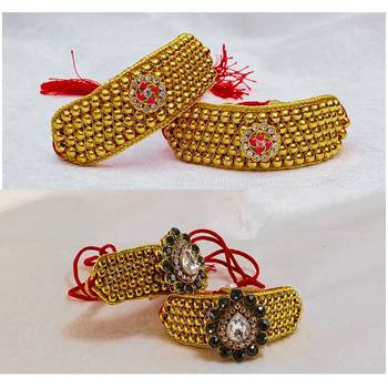 Size-adjustable brass  golden stone stud pouchi combo 4