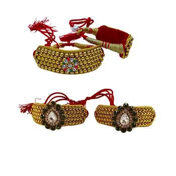 Size-adjustable brass  golden stone stud pouchi combo 1