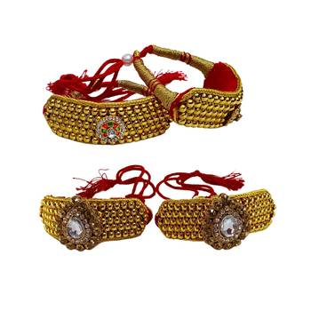 Size-adjustable brass  golden stone stud pouchi combo 1