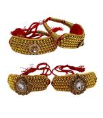 Size-adjustable brass  golden stone stud pouchi combo