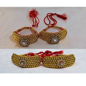 Size-adjustable brass  golden stone stud pouchi combo 4