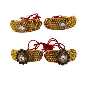 Size-adjustable brass  golden stone stud pouchi combo 1
