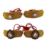 Size-adjustable brass  golden stone stud pouchi combo