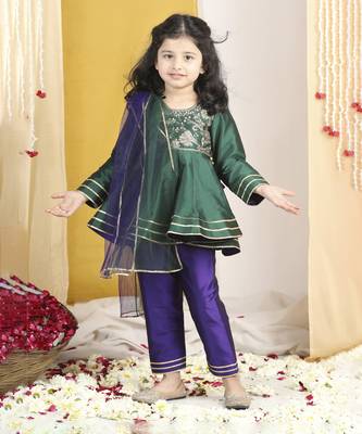 Peplum suit with embroidery on yoke 1