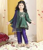 Peplum suit with embroidery on yoke