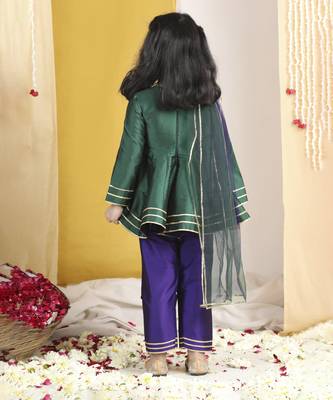 Peplum suit with embroidery on yoke 2