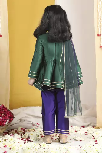 Peplum suit with embroidery on yoke