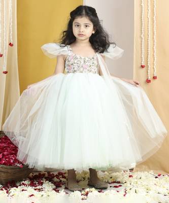 Flair gown with hand embroidery on yoke 1