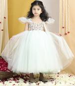 Flair gown with hand embroidery on yoke