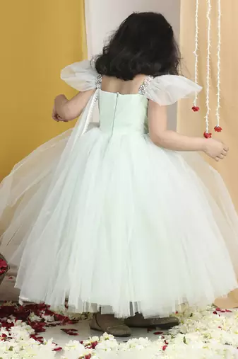 Flair gown with hand embroidery on yoke