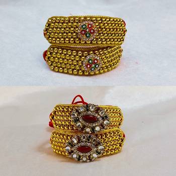 Size-adjustable brass  golden stone stud pouchi combo 2