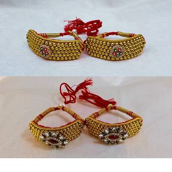 Size-adjustable brass  golden stone stud pouchi combo 3