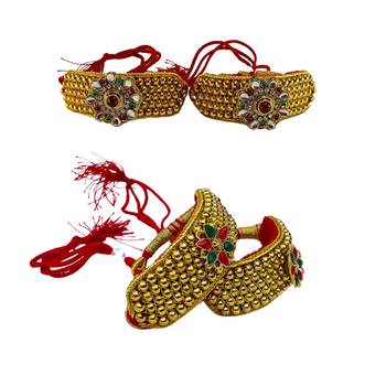 Size-adjustable brass  golden stone stud pouchi combo 1