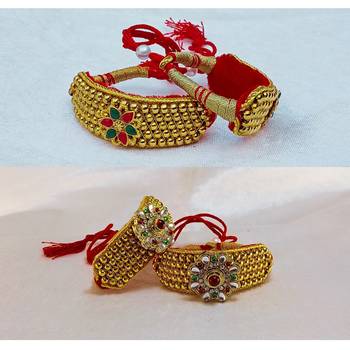 Size-adjustable brass  golden stone stud pouchi combo 2
