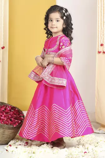 Zari embroidery with sequence work on blouse n gota detailing on lehanga