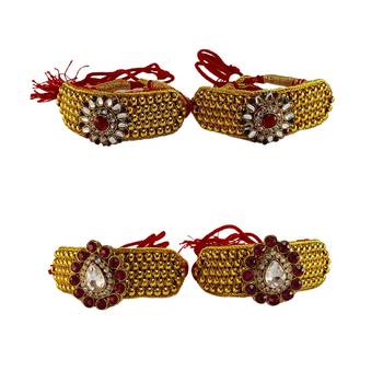 Size-adjustable brass  golden stone stud pouchi combo 1