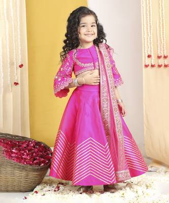 Zari embroidery with sequence work on blouse n gota detailing on lehanga 3