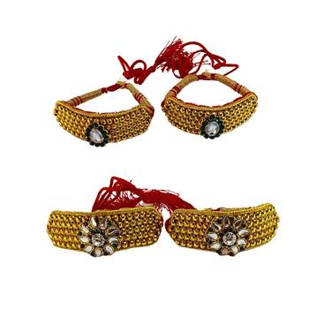 Size-adjustable brass  golden stone stud pouchi combo 1