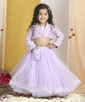 Pearl n swaroski work on blouse n lehanga belt with net flare lehanga 1