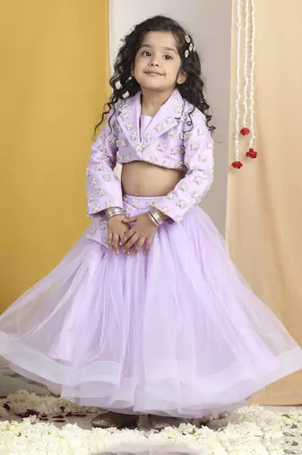 Pearl n swaroski work on blouse n lehanga belt with net flare lehanga