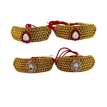 Size-adjustable brass  golden stone stud pouchi combo 1