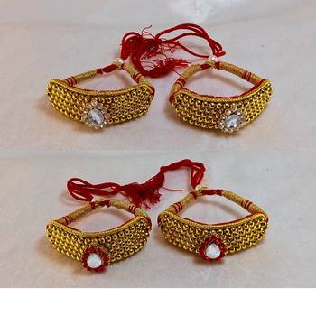 Size-adjustable brass  golden stone stud pouchi combo 2
