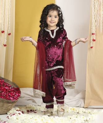Pearl work on suit with zari  abd salwar with gotta detailing 1