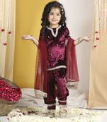 Pearl work on suit with zari  abd salwar with gotta detailing