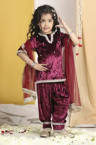 Pearl work on suit with zari  abd salwar with gotta detailing